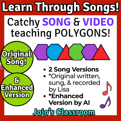 Polygons Math SONG, VIDEO, & Bonus Slides, Extension Sheets
