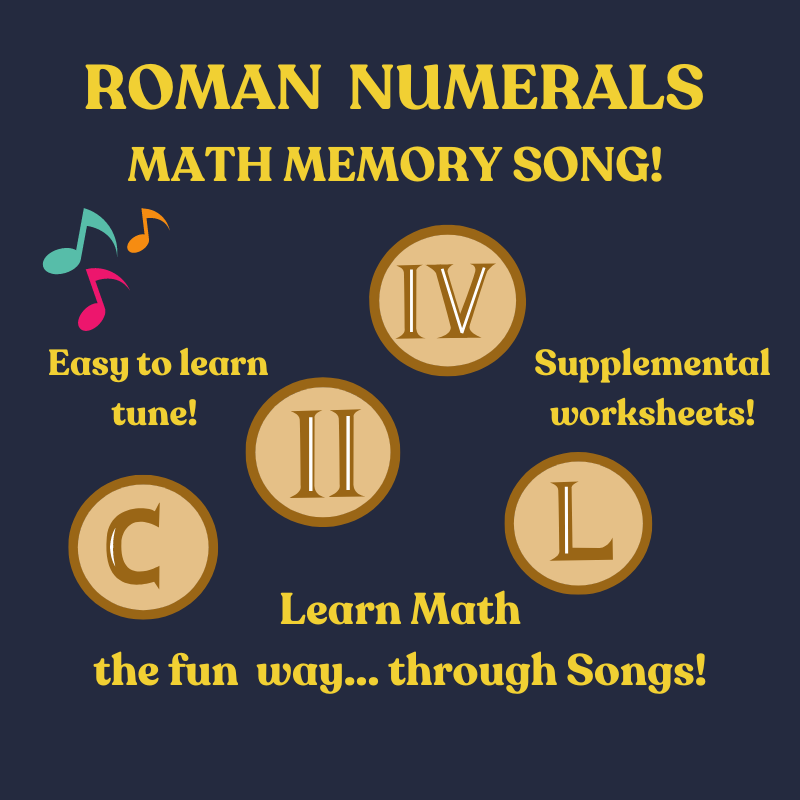 Roman Numerals Math Memory SONG & Worksheet