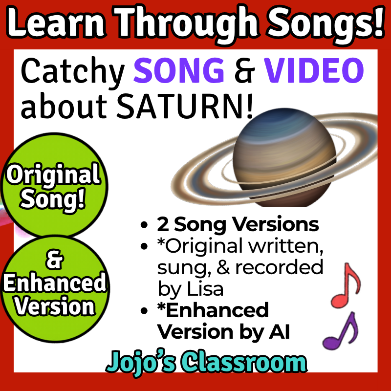 Saturn Science SONG, VIDEO, & Bonus Slides, Worksheets