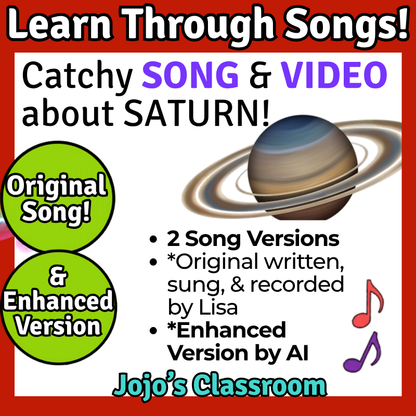 Saturn Science SONG, VIDEO, & Bonus Slides, Worksheets