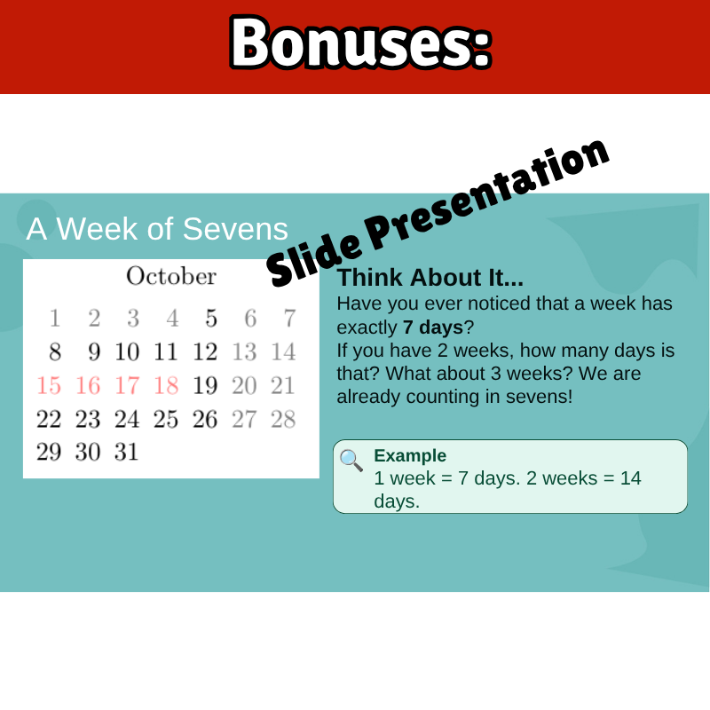 7’s Math SONG, VIDEO, & Bonus Slides, Extension Sheets