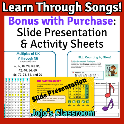 6’s Math SONG, VIDEO, & Bonus Slides, Extension Sheets