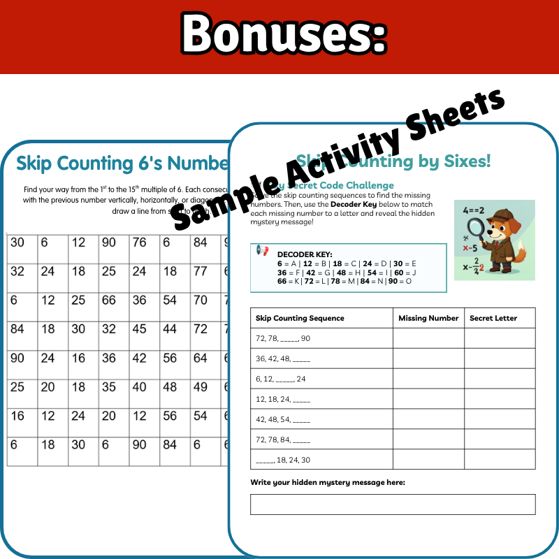 6’s Math SONG, VIDEO, & Bonus Slides, Extension Sheets