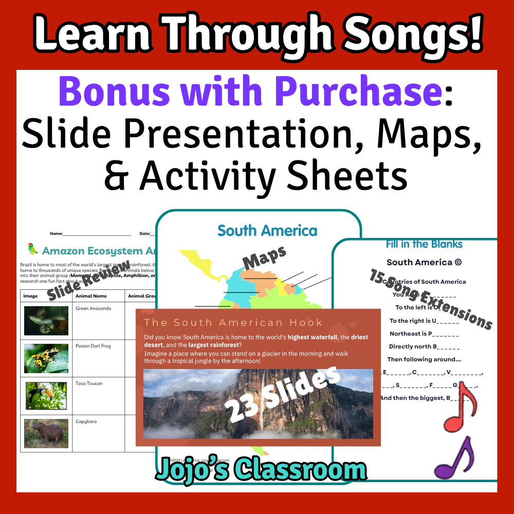 South America Geography Memory SONG, VIDEO, Maps & Bonuses!