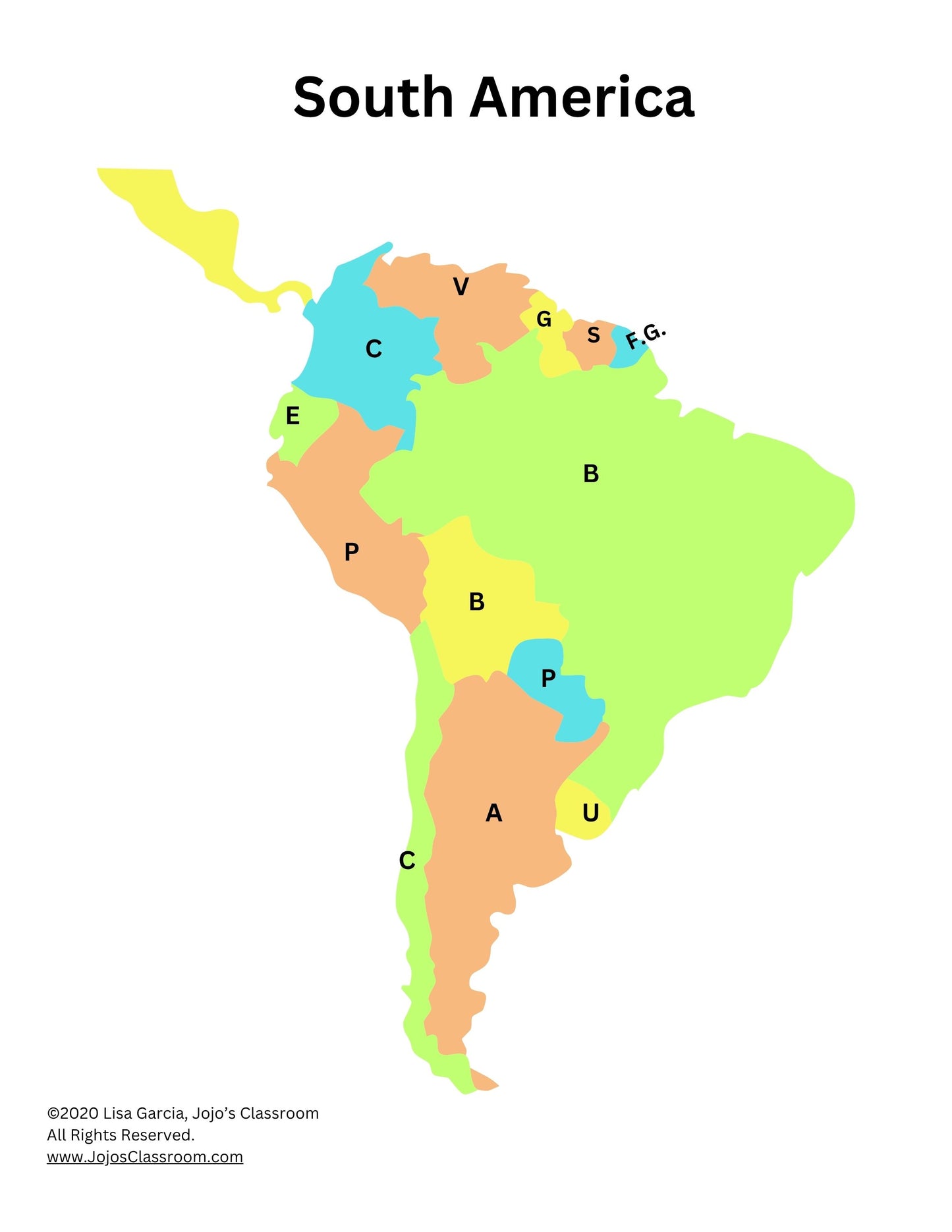 South America Geography Memory SONG, VIDEO, Maps & Worksheets