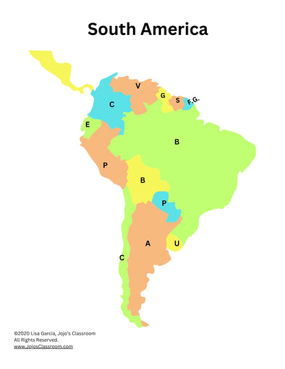 South America Geography Memory SONG, VIDEO, Maps & Worksheets