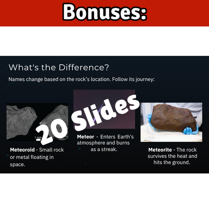 Space Rocks Science SONG, VIDEO, & Bonus Slides, Worksheets