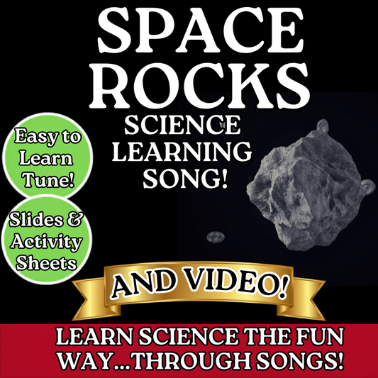 Space Rocks Science SONG, VIDEO, & Bonus Slides, Worksheets