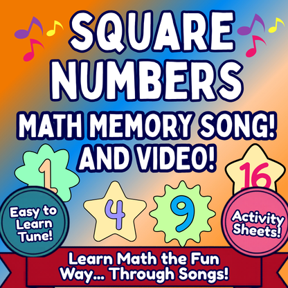 SQUARE Numbers Math SONG, VIDEO, & Bonus Slides, Extension Sheets