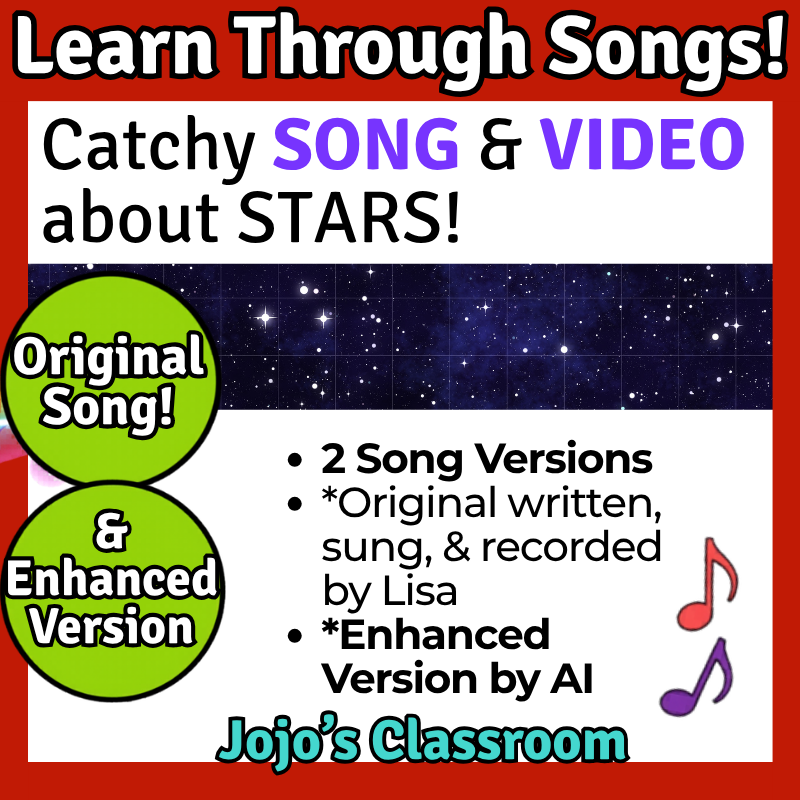 Stars Science SONG, VIDEO, & Bonus Slides, Worksheets