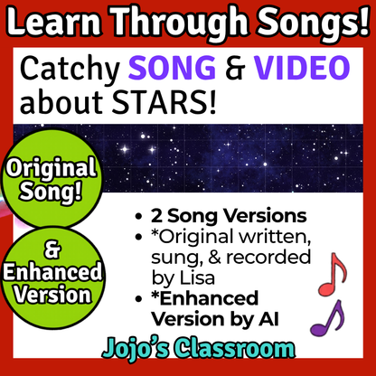 Stars Science SONG, VIDEO, & Bonus Slides, Worksheets