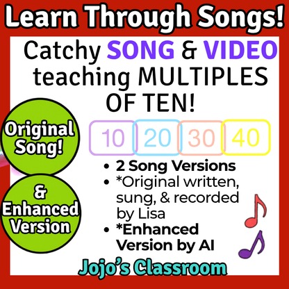 10’s Math SONG, VIDEO, & Bonus Slides, Extension Sheets