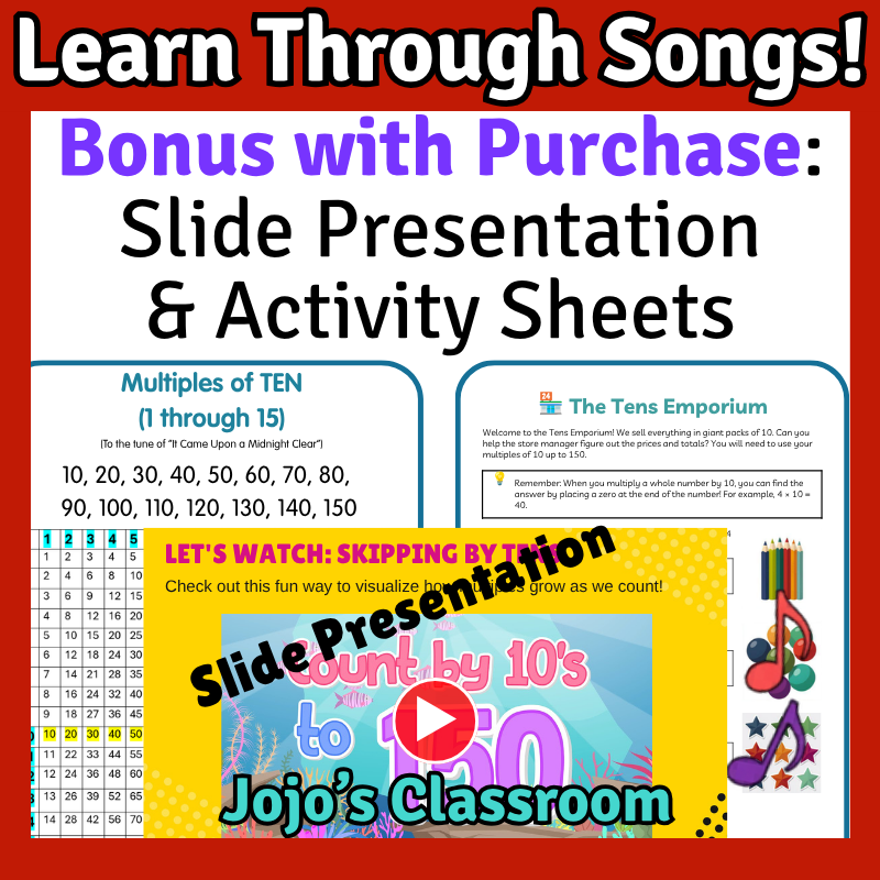 10’s Math SONG, VIDEO, & Bonus Slides, Extension Sheets