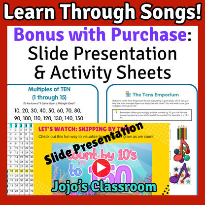 10’s Math SONG, VIDEO, & Bonus Slides, Extension Sheets