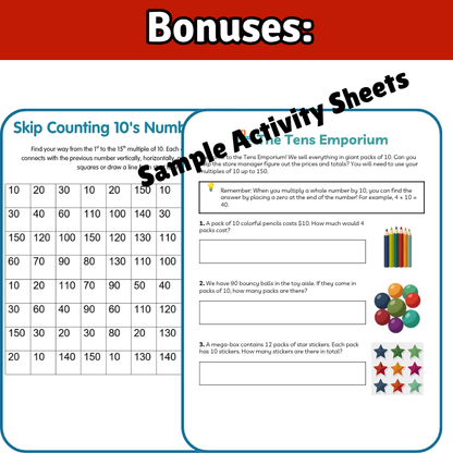 10’s Math SONG, VIDEO, & Bonus Slides, Extension Sheets