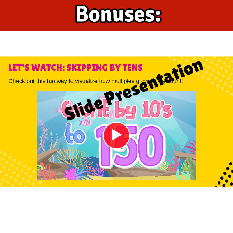 10’s Math SONG, VIDEO, & Bonus Slides, Extension Sheets