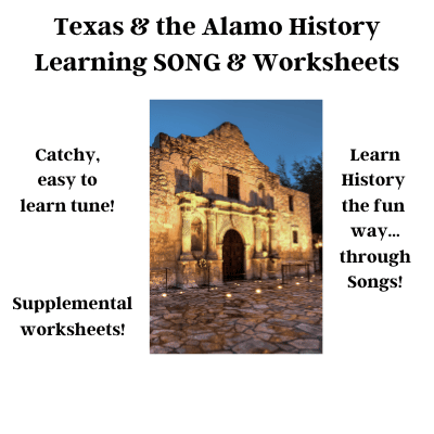 Texas and the Alamo History Learning SONG & Worksheets