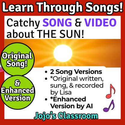 The Sun Science SONG, VIDEO, & Bonus Slides, Worksheets
