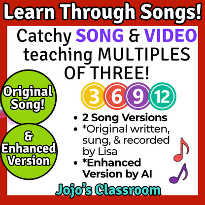 3’s Math SONG, VIDEO, & Bonus Slides, Extension Sheets