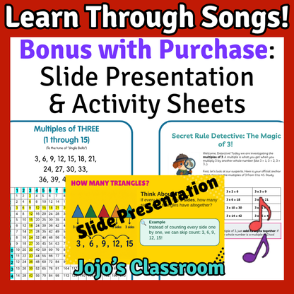 3’s Math SONG, VIDEO, & Bonus Slides, Extension Sheets