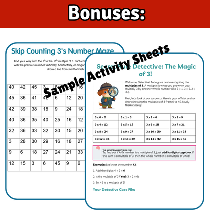 3’s Math SONG, VIDEO, & Bonus Slides, Extension Sheets