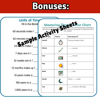 Units of Time Math SONG, VIDEO, & Bonus Slides, Extension Sheets
