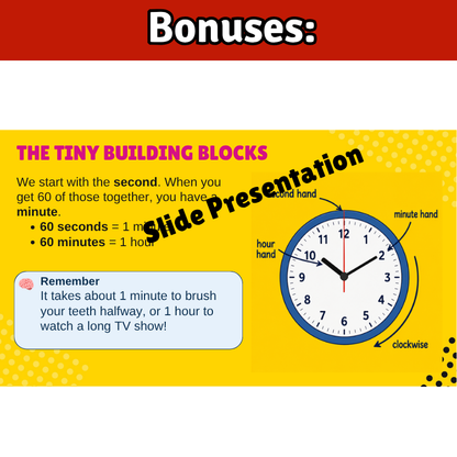 Units of Time Math SONG, VIDEO, & Bonus Slides, Extension Sheets