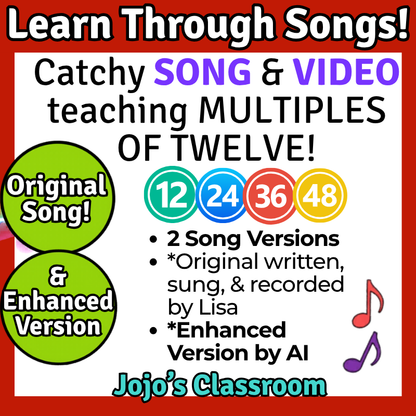 12’s Math SONG, VIDEO, & Bonus Slides, Extension Sheets