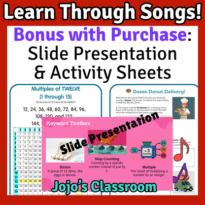 12’s Math SONG, VIDEO, & Bonus Slides, Extension Sheets