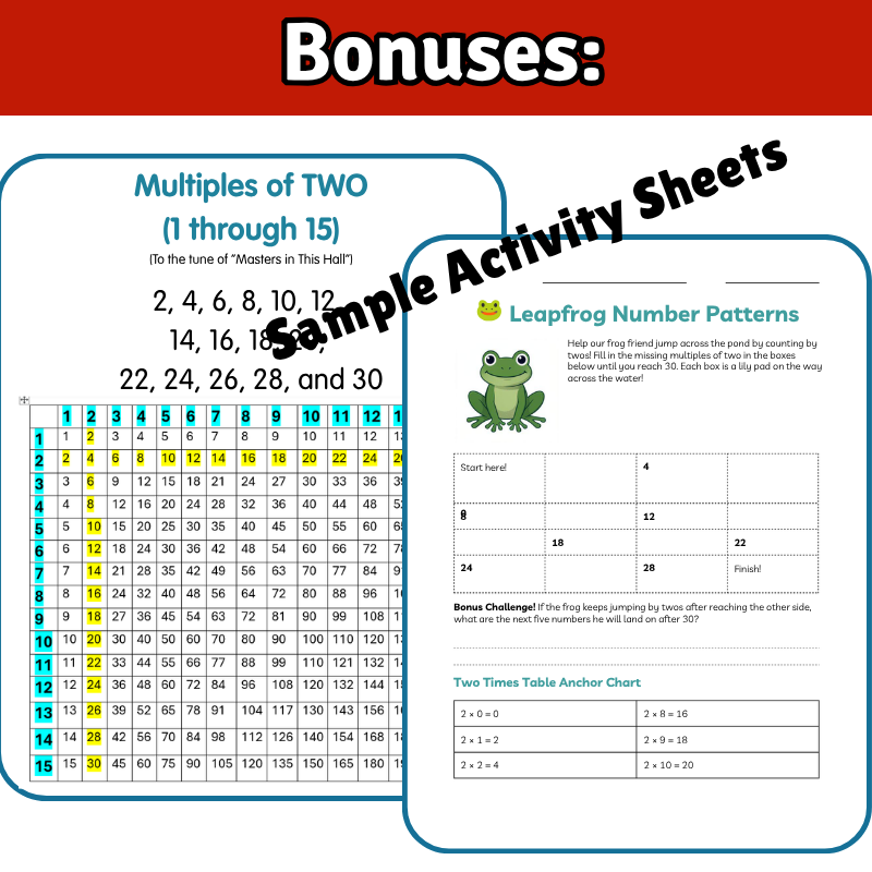 2's Math SONG, VIDEO, & Bonus Slides, Extension Sheets