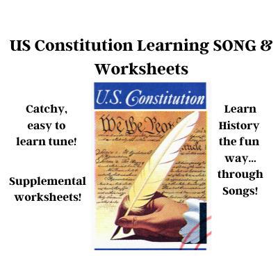 US Constitution History Learning SONG & Worksheets