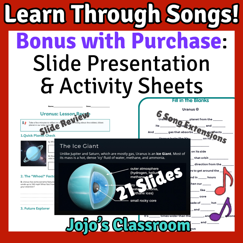 Uranus Science SONG, VIDEO, & Bonus Slides, Worksheets