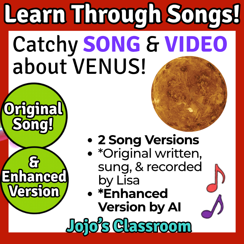 Venus Science SONG, VIDEO, & Bonus Slides, Worksheets