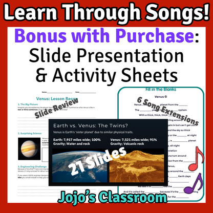 Venus Science SONG, VIDEO, & Bonus Slides, Worksheets