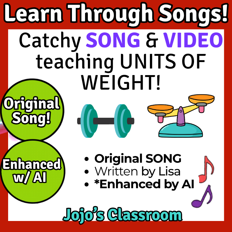 U.S. Customary Weight Math SONG, VIDEO, & Bonus Slides, Extension Sheets