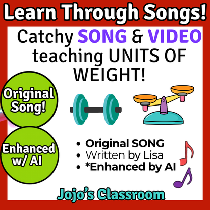 U.S. Customary Weight Math SONG, VIDEO, & Bonus Slides, Extension Sheets
