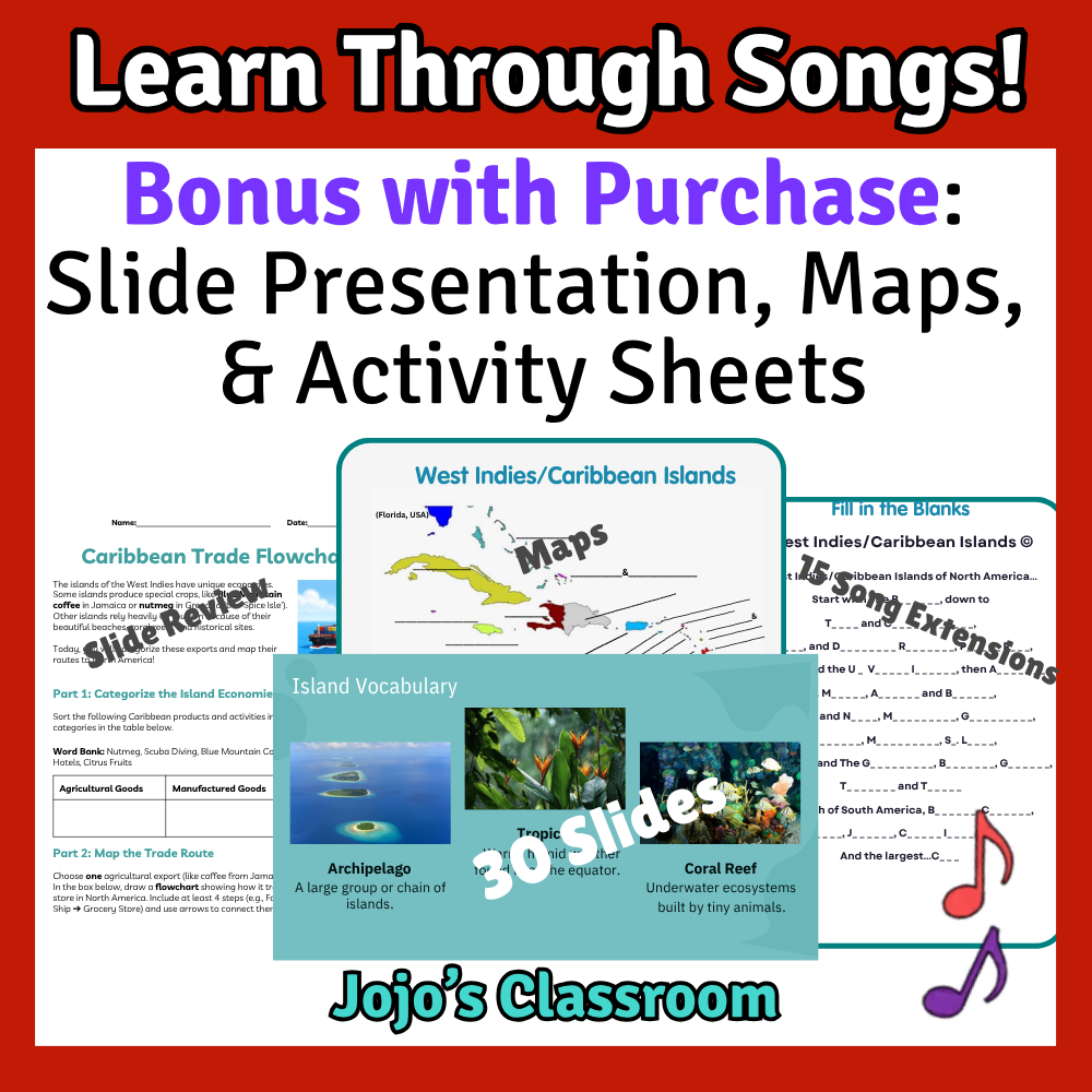 West Indies/ Caribbean Islands Geography Memory SONG, VIDEO, Maps & Bonuses!