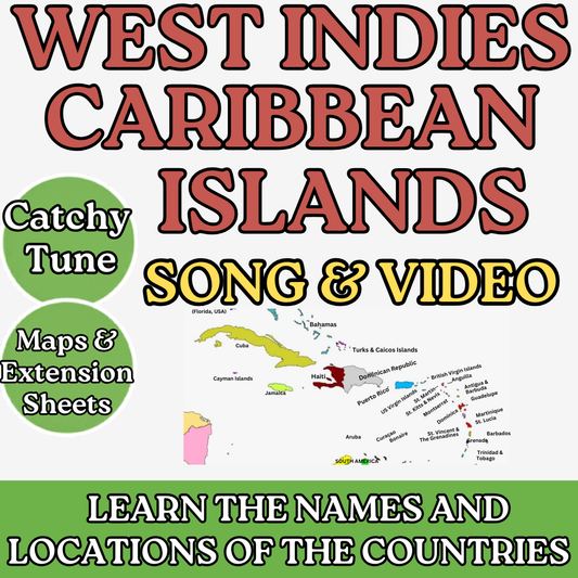 West Indies/ Caribbean Islands Geography Memory SONG, VIDEO, Maps & Bonuses!