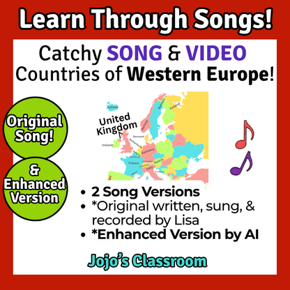 Western Europe Geography Memory SONG, VIDEO, Maps & Bonuses!
