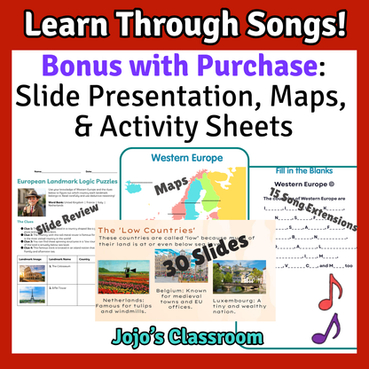 Western Europe Geography Memory SONG, VIDEO, Maps & Bonuses!