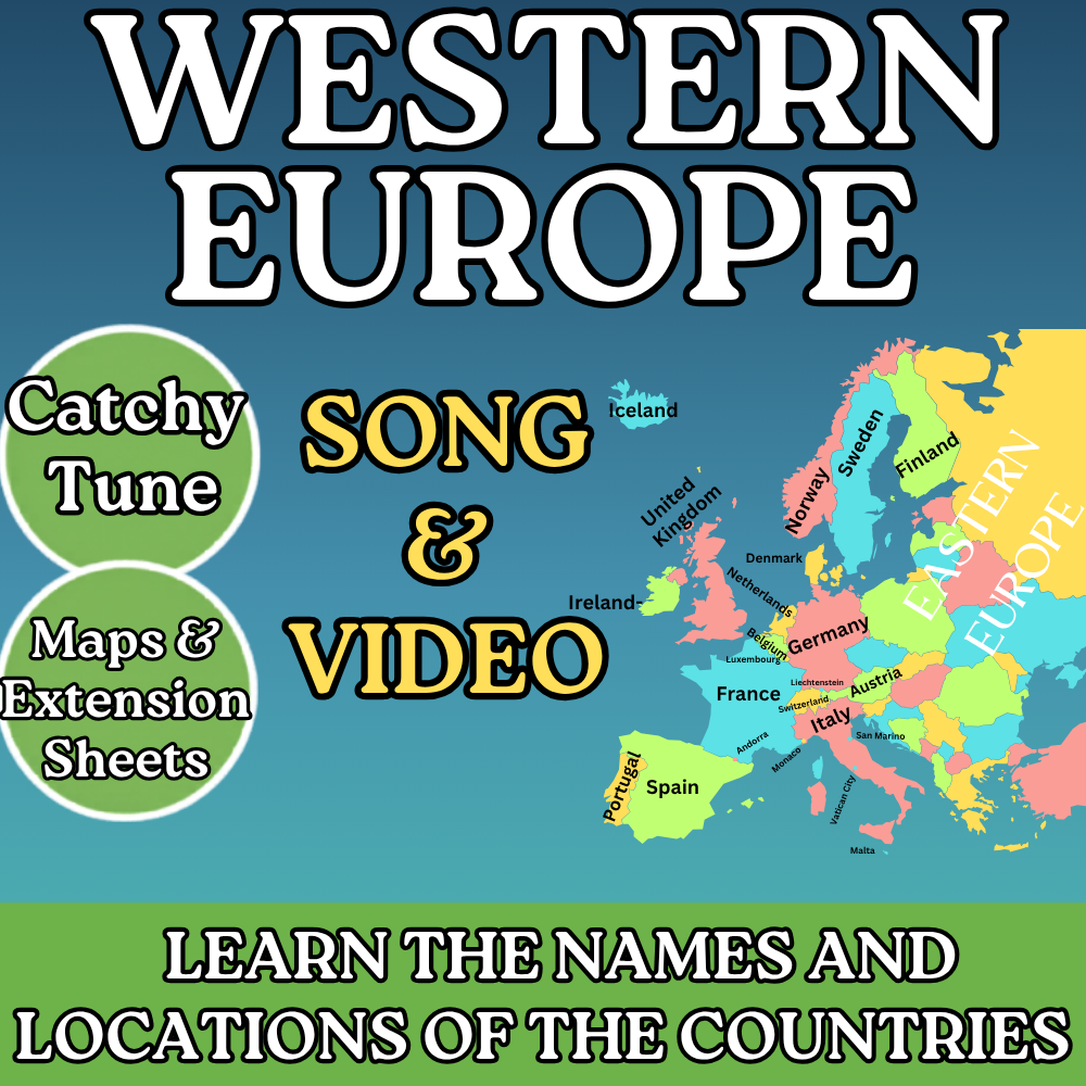 Western Europe Geography Memory SONG, VIDEO, Maps & Bonuses!