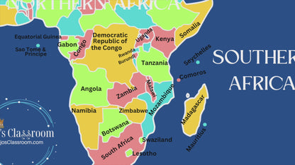 Southern Africa Geography Memory SONG, VIDEO, Maps & Worksheets