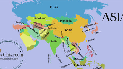 Asia Geography Memory SONG, VIDEO, Maps & Worksheets