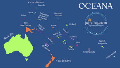 South Pacific/Oceana Geography Memory SONG, VIDEO, Maps & Worksheets